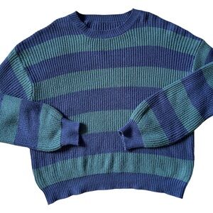 Striped Blue and Green Sweater oversized chunky sweater. Size xl